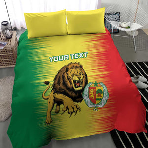 Custom Afro Senegal Football Bedding Set Lions of Teranga - Flag Style