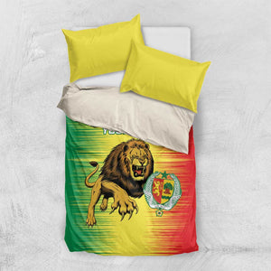 Custom Afro Senegal Football Bedding Set Lions of Teranga - Flag Style