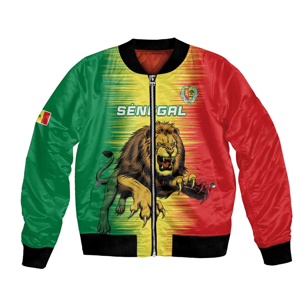 Custom Afro Senegal Football Bomber Jacket Lions of Teranga - Flag Style