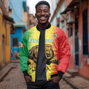 Custom Afro Senegal Football Bomber Jacket Lions of Teranga - Flag Style