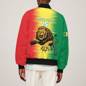 Custom Afro Senegal Football Bomber Jacket Lions of Teranga - Flag Style