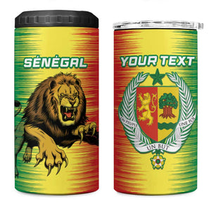 Custom Afro Senegal Football 4 in 1 Can Cooler Tumbler Lions of Teranga - Flag Style