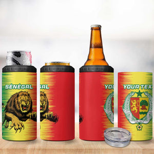 Custom Afro Senegal Football 4 in 1 Can Cooler Tumbler Lions of Teranga - Flag Style