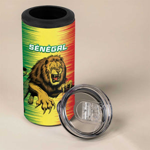 Custom Afro Senegal Football 4 in 1 Can Cooler Tumbler Lions of Teranga - Flag Style