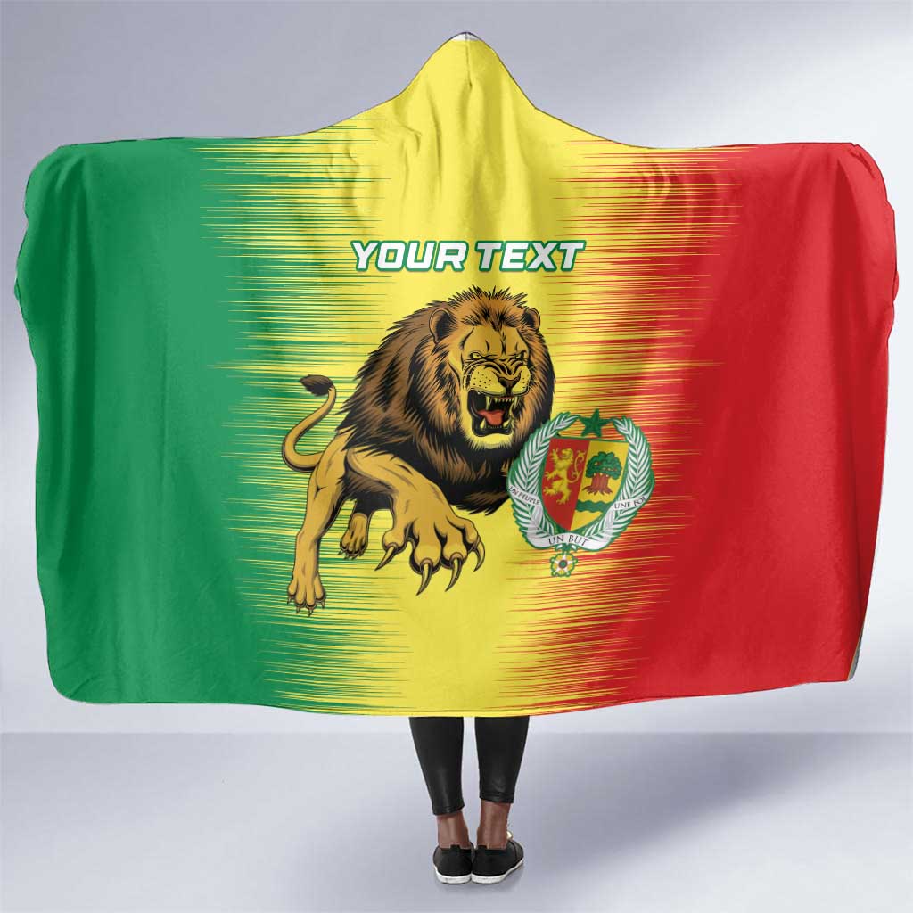 Custom Afro Senegal Football Hooded Blanket Lions of Teranga - Flag Style