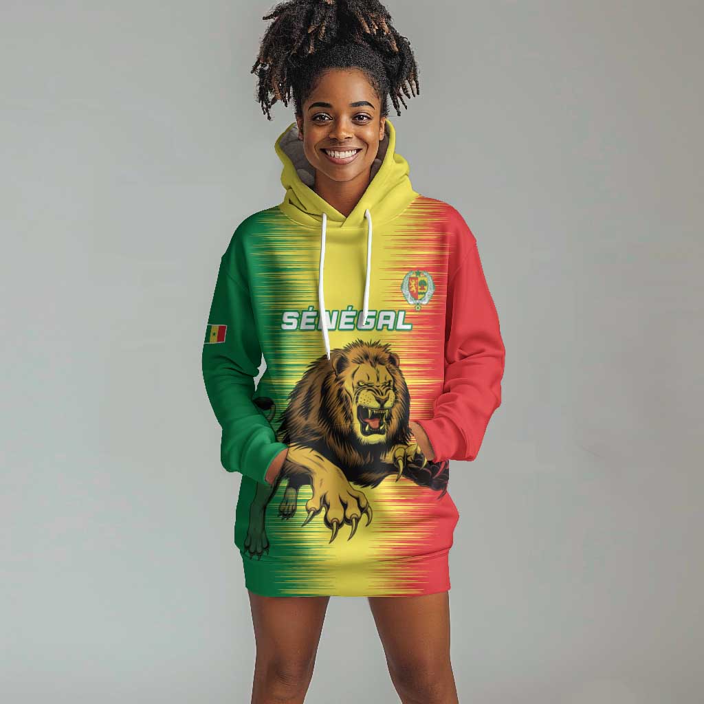 Custom Afro Senegal Football Hoodie Dress Lions of Teranga - Flag Style