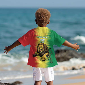 Custom Afro Senegal Football Kid Hawaiian Shirt Lions of Teranga - Flag Style