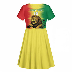 Custom Afro Senegal Football Kid Short Sleeve Dress Lions of Teranga - Flag Style