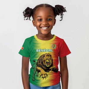 Custom Afro Senegal Football Kid T shirt Lions of Teranga - Flag Style