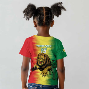 Custom Afro Senegal Football Kid T shirt Lions of Teranga - Flag Style