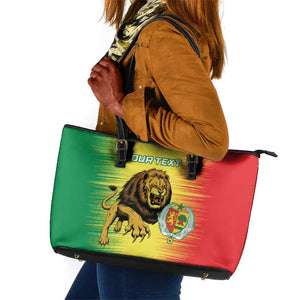 Custom Afro Senegal Football Leather Tote Bag Lions of Teranga - Flag Style