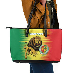 Custom Afro Senegal Football Leather Tote Bag Lions of Teranga - Flag Style