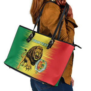 Custom Afro Senegal Football Leather Tote Bag Lions of Teranga - Flag Style