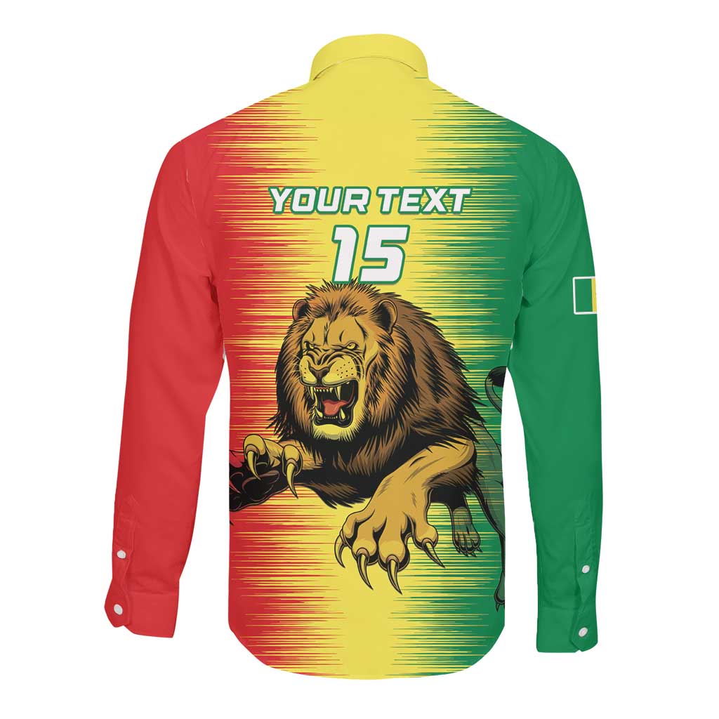 Custom Afro Senegal Football Long Sleeve Button Shirt Lions of Teranga - Flag Style