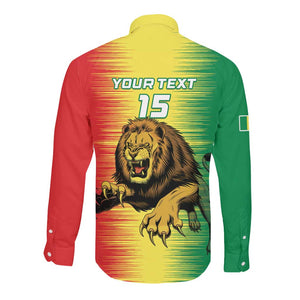 Custom Afro Senegal Football Long Sleeve Button Shirt Lions of Teranga - Flag Style