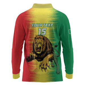 Custom Afro Senegal Football Long Sleeve Polo Shirt Lions of Teranga - Flag Style