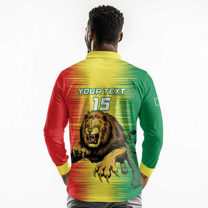 Custom Afro Senegal Football Long Sleeve Polo Shirt Lions of Teranga - Flag Style