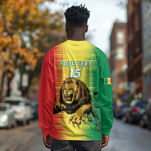 Custom Afro Senegal Football Long Sleeve Shirt Lions of Teranga - Flag Style