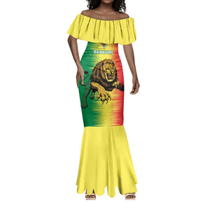 Custom Afro Senegal Football Mermaid Dress Lions of Teranga - Flag Style