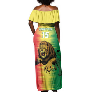 Custom Afro Senegal Football Off Shoulder Maxi Dress Lions of Teranga - Flag Style