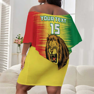 Custom Afro Senegal Football Off Shoulder Short Dress Lions of Teranga - Flag Style