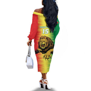 Custom Afro Senegal Football Off The Shoulder Long Sleeve Dress Lions of Teranga - Flag Style