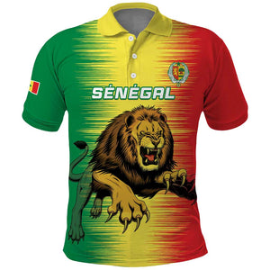 Custom Afro Senegal Football Polo Shirt Lions of Teranga - Flag Style