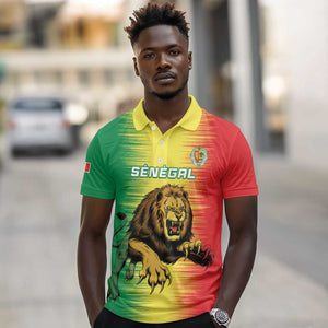 Custom Afro Senegal Football Polo Shirt Lions of Teranga - Flag Style