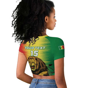 Custom Afro Senegal Football Raglan Cropped T shirt Lions of Teranga - Flag Style