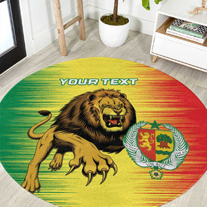 Custom Afro Senegal Football Round Carpet Lions of Teranga - Flag Style