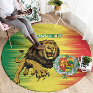 Custom Afro Senegal Football Round Carpet Lions of Teranga - Flag Style