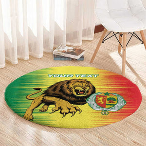 Custom Afro Senegal Football Round Carpet Lions of Teranga - Flag Style