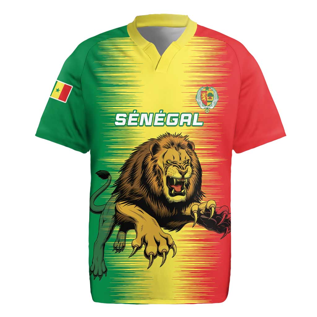 Custom Afro Senegal Football Rugby Jersey Lions of Teranga - Flag Style