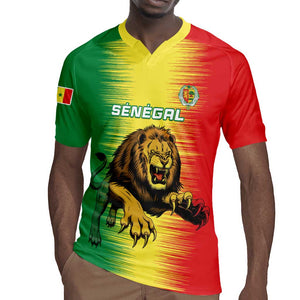 Custom Afro Senegal Football Rugby Jersey Lions of Teranga - Flag Style