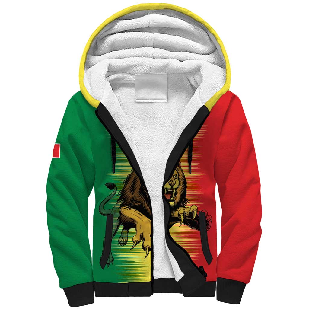 Custom Afro Senegal Football Sherpa Hoodie Lions of Teranga - Flag Style