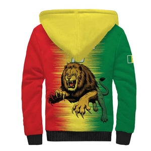 Custom Afro Senegal Football Sherpa Hoodie Lions of Teranga - Flag Style