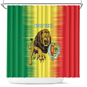 Custom Afro Senegal Football Shower Curtain Lions of Teranga - Flag Style