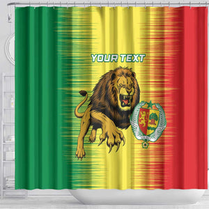 Custom Afro Senegal Football Shower Curtain Lions of Teranga - Flag Style