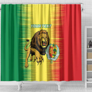 Custom Afro Senegal Football Shower Curtain Lions of Teranga - Flag Style