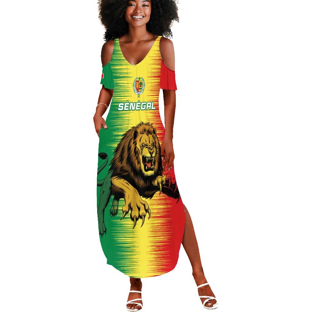 Custom Afro Senegal Football Summer Maxi Dress Lions of Teranga - Flag Style