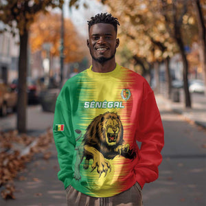 Custom Afro Senegal Football Sweatshirt Lions of Teranga - Flag Style