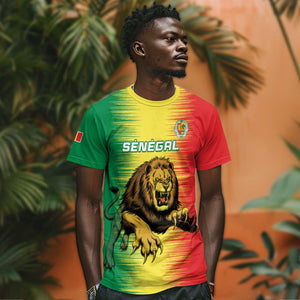 Custom Afro Senegal Football T shirt Lions of Teranga - Flag Style