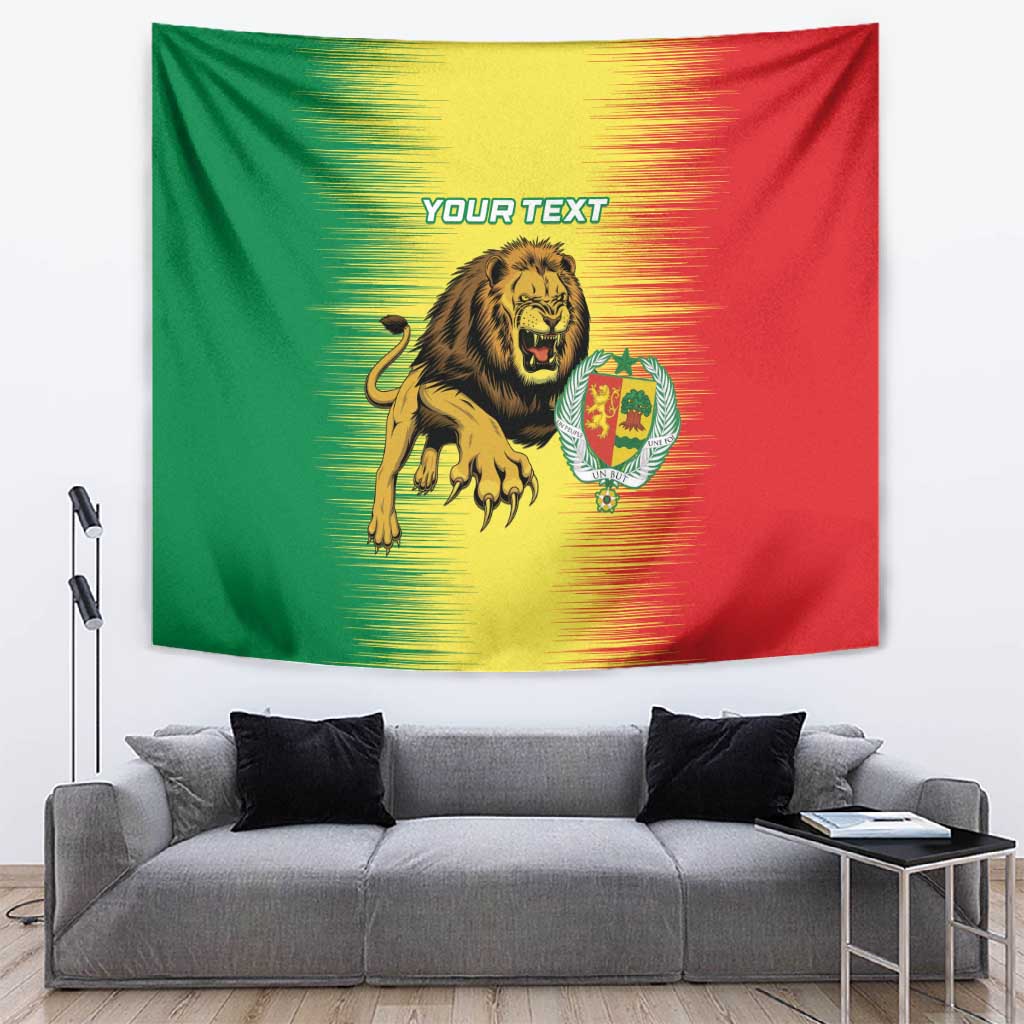 Custom Afro Senegal Football Tapestry Lions of Teranga - Flag Style