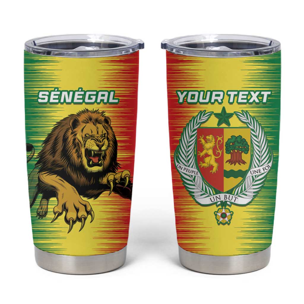 Custom Afro Senegal Football Tumbler Cup Lions of Teranga - Flag Style