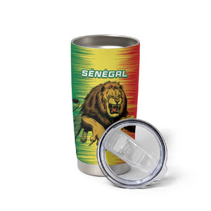 Custom Afro Senegal Football Tumbler Cup Lions of Teranga - Flag Style