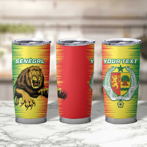 Custom Afro Senegal Football Tumbler Cup Lions of Teranga - Flag Style