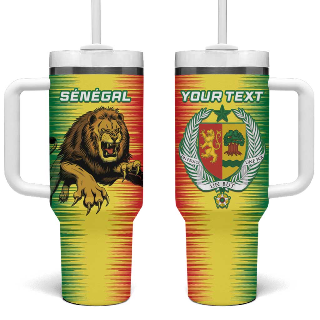 Custom Afro Senegal Football Tumbler With Handle Lions of Teranga - Flag Style