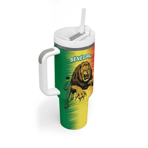 Custom Afro Senegal Football Tumbler With Handle Lions of Teranga - Flag Style