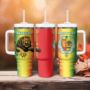 Custom Afro Senegal Football Tumbler With Handle Lions of Teranga - Flag Style