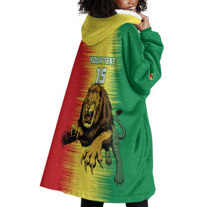 Custom Afro Senegal Football Wearable Blanket Hoodie Lions of Teranga - Flag Style